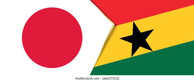 Japan and Ghana flags, two vector flags symbol of relationship or confrontation.