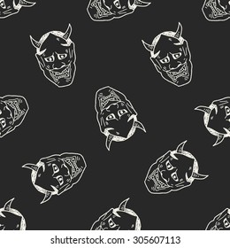 Japan ghost mask doodle seamless pattern background