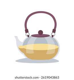 Japan glass tea pot in flat design. Traditional drink, oriental ceremony. Vector illustration isolated.