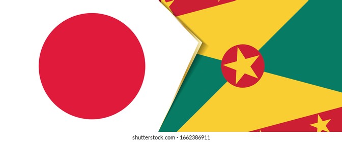 Japan and Grenada flags, two vector flags symbol of relationship or confrontation.