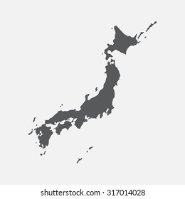 Japan grey country border map.