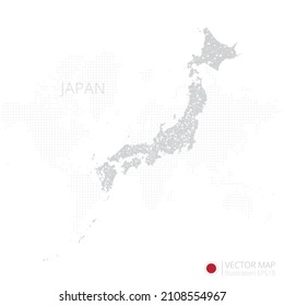 Japan grey map isolated on white background with abstract mesh line and point scales. Vector illustration eps 10