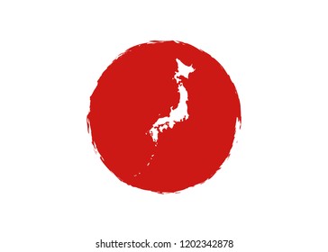 Japan grunge flag with map