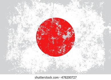 Japan grunge, old, scratched style flag