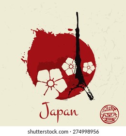 Japan grunge tokyo tower. Vector Illustration
