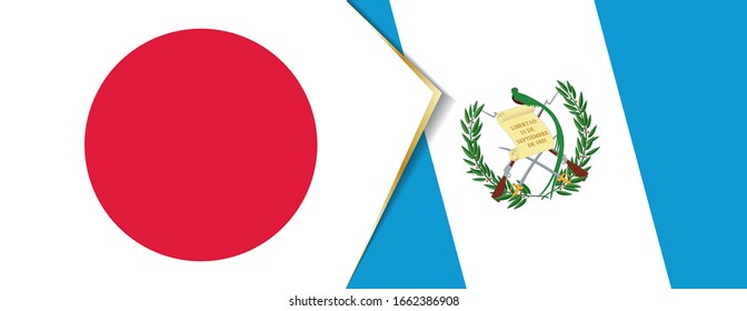 Japan and Guatemala flags, two vector flags symbol of relationship or confrontation.