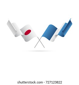 Japan and Guatemala flags. Vector illustration.