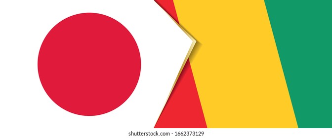 Japan and Guinea flags, two vector flags symbol of relationship or confrontation.