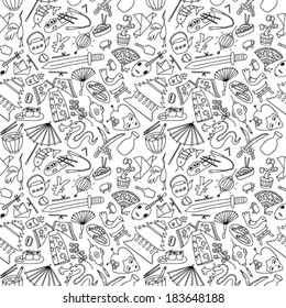 Japan hand drawn seamless