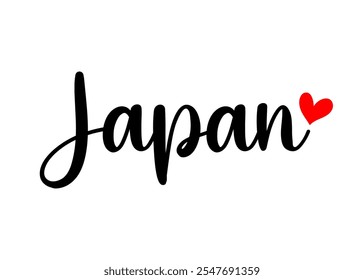 Japan hand drawn vector calligraphy lettering. Design element for cards, banners, flyers, T shirt prints isolated on white background.