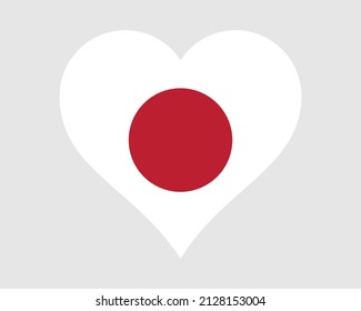 Japan Heart Flag. Japanese Love Shape Country Nation National Flag. Nippon Nihon Banner Icon Sign Symbol. EPS Vector Illustration.