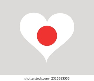 Japan Heart Flag. Japanese Love Shape Country Nation National Flag. Nippon Nihon Banner Icon Sign Symbol. EPS Vector Illustration.