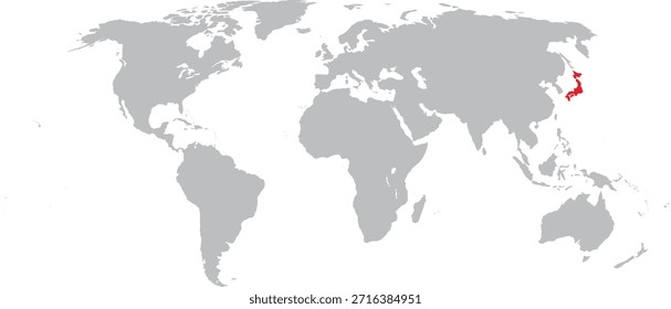 Japón destacado en el diseño del Vector del mapa mundial