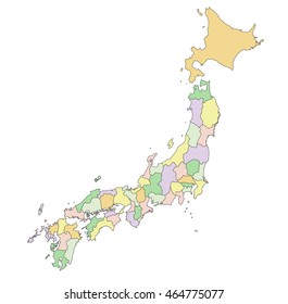 Japan - Highly detailed editable political map.
