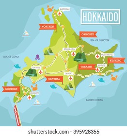 Mapa de vectores de HOKKAIDO de Japón