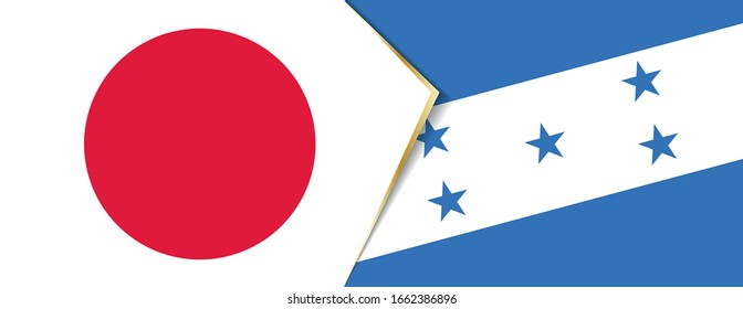 Japan and Honduras flags, two vector flags symbol of relationship or confrontation.