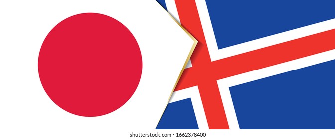 Japan and Iceland flags, two vector flags symbol of relationship or confrontation.
