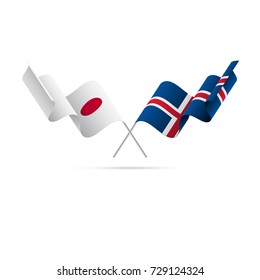 Japan and Iceland flags. Vector illustration.