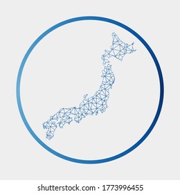 Japan icon. Network map of the country. Round Japan sign with gradient ring. Technology, internet, network, telecommunication concept. Vector illustration.