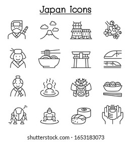 japan icon set in thin line style