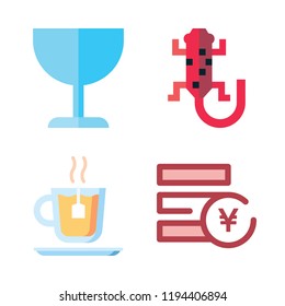 japan icon set. vector set about yen, cup, salamander and tea icons set.