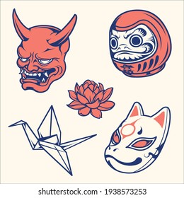 japan icon set. vector illustration