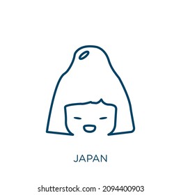 japan icon. Thin linear japan outline icon isolated on white background. Line vector japan sign, symbol for web and mobile