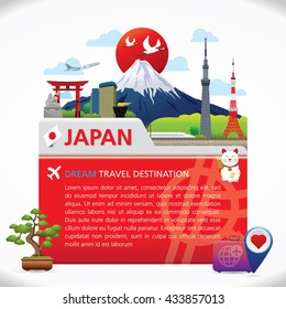 Japan Icons Design Travel Destination Concept, Travel design templates collection, Info graphic elements for traveling to Japan, Vector