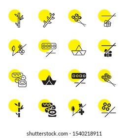 japan icons. Editable 16 japan icons. Included icons such as Sushi, Blossom, Bamboo, Origami. japan trendy icons for web.