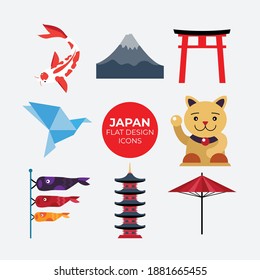 Japan Icons Flat Design Template