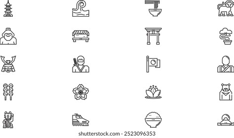 Japan icons High-Quality Vector Icons Collection with Editable Stroke. Ideal for Professional and Creative Projects.