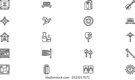 Coleção de ícones de vetor de alta qualidade de ícones do Japão com traço editável. Ideal para projetos profissionais e criativos.