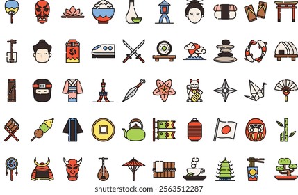 Japan icons High-Quality Vector Icons Collection with Editable Stroke. Ideal for Professional and Creative Projects.