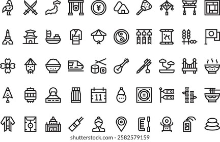 Japan icons High-Quality Vector Icons Collection with Editable Stroke. Ideal for Professional and Creative Projects