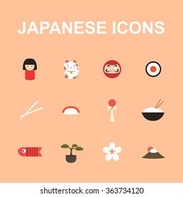 Japan icons. Japanese theme. vector illustration