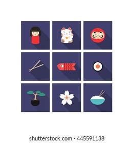 Japan icons. Japanese theme. vector illustration