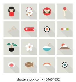 Japan icons. Japanese theme. vector illustration