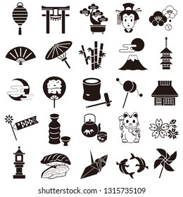 Japan icons set