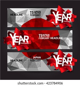 Japan Independence Day Abstract Banner. Vector Eps.10