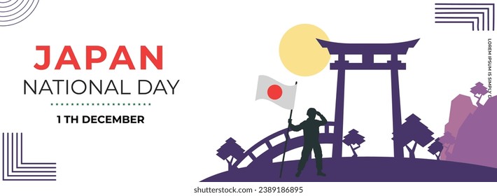 Japan Independence Day.  Japanese National Day Horizontal Banner with Geometric Pattern. Vector Illustration. suitable for, poster and banner. 