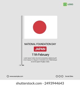 Japan Independence Day Social Media Banner, Editable Vector Design with Flag