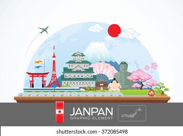 japan infographic travel place and landmark ,vector Illustration