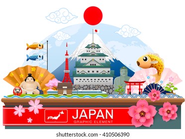 japan infographic travel place and landmark Vector Illustration