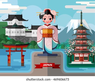 japan infographic travel place and landmark Vector Illustration