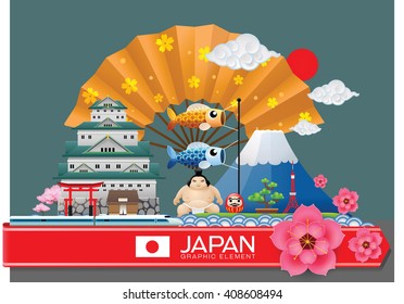 japan infographic travel place and landmark,vector Illustration