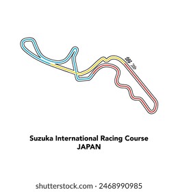 Japan International Racing Course for autosport and motorsport. Isolated editable colored vector illustration on white background