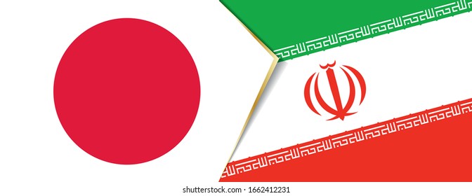 Japan and Iran flags, two vector flags symbol of relationship or confrontation.