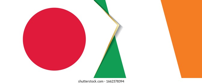 Japan and Ireland flags, two vector flags symbol of relationship or confrontation.