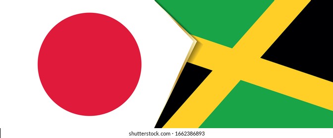Japan and Jamaica flags, two vector flags symbol of relationship or confrontation.