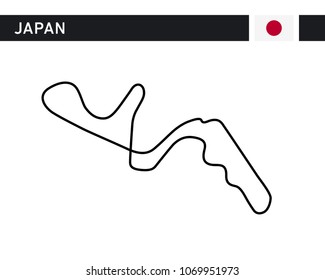 Japan, Japanese race track, circuit for motorsport and auto sport. Vector illustration road.